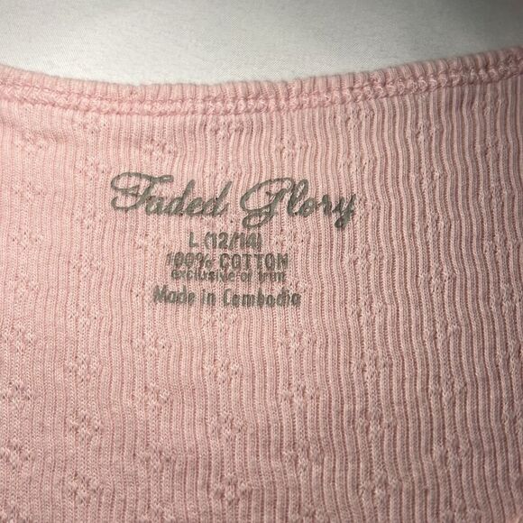 Faded Glory Girl’s Pink Lace Lined Pointelle Pattern Tank Top Size Large (12/14) - Picture 5 of 5